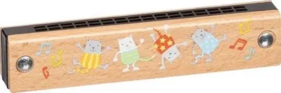 Acordeon din lemn Goki - Pisicile, 13 cm