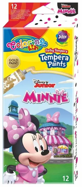 Vopsele Tempera Colorino Junior Minnie, 12 culori in tub 12 ml