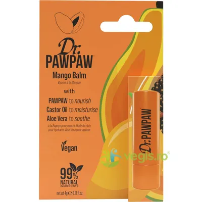 Balsam Stick pentru Buze cu Ulei de Ricin si Aloe Vera cu Aroma de Mango si Pawpaw 4g