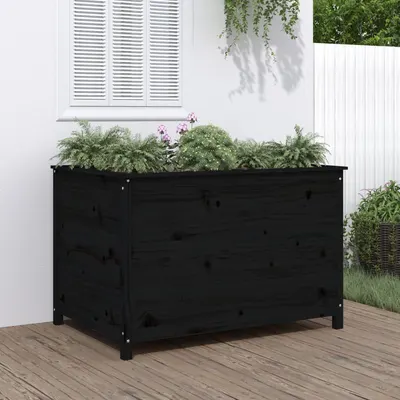 Gossi strat inaltat de gradina negru 119,5x82,5x78 cm lemn masiv pin