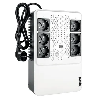 UPS Legrand MULTIPLUG 600, 600VA/360W, 6x German standard sockets, USB charger, baterie 1x 12V 7.2Ah, 230V, tehnologie Line interactiv, 00000000000031