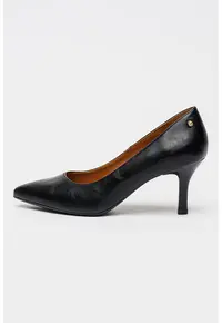 Pantofi din piele ecologica cu varf ascutit - Negru
