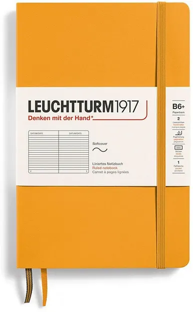 Caiet Leuchtturm1917 Paperback - B6+, portocaliu, liniat, copertă moale