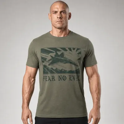 Tricou Army Fear No Evil cu Avion de Vanatoare Fostex – Olive - M