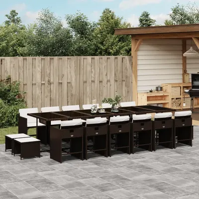 Gossi set mobilier de gradina cu perne, 17 piese, maro, poliratan