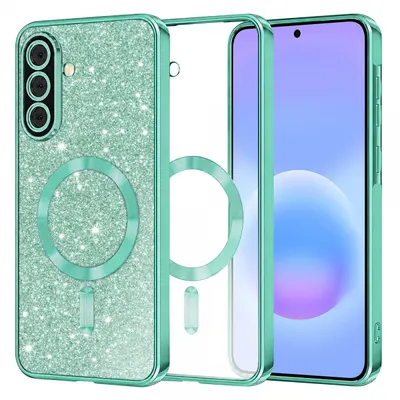 Husa MagSafe pentru Samsung Galaxy A57 5G, Techsuit, Luxury Glitter, Verde Deschis
