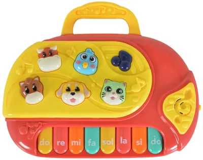 Pian muzical YaLi Toys - Cu animale, roșu