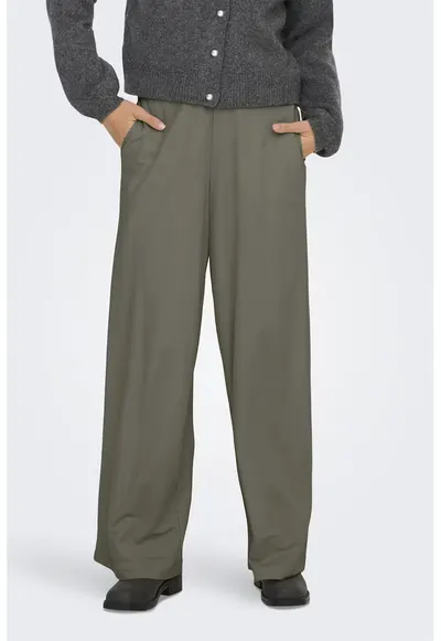 Pantaloni relaxed fit cu snur - Verde feriga