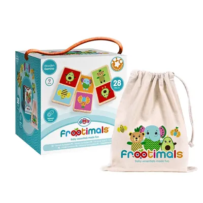 Set domino 28 piese din lemn, Frootimals