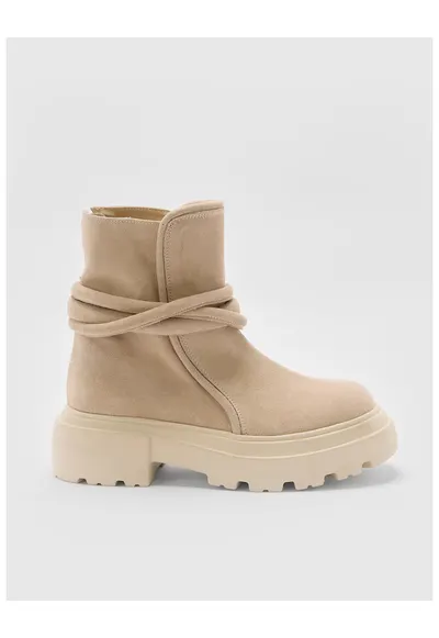 Ghete din piele intoarsa Twist - Bej - Bej