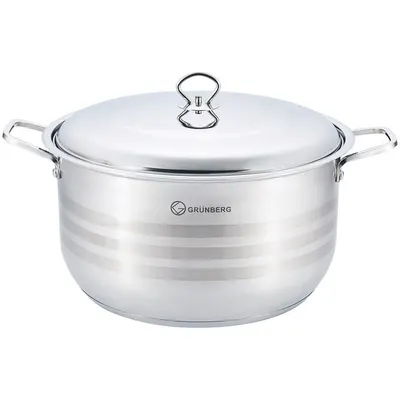Cratita Inalta, Profesionala, cu Manere Groase Nituite, Capac din Inox, 38 cm, 23 l, Grunberg