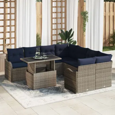 vidaXL Set de dining 9 buc. Gri