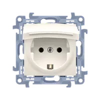 Priza Schuko IP44 cu garnitura de etansare si obturatoare de protectie, capac crem 16 A, 250V~, crem, borne cu surub