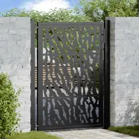 vidaXL Poartă de grădină neagră 100x125 cm, model cu urme din oțel