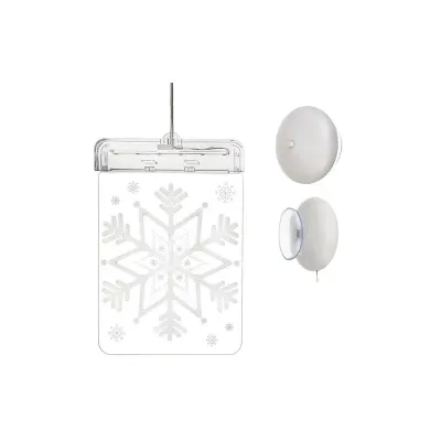 Ornament LED pentru fereastra, fulg de nea 3D, 6 LED-uri lumina alb cald, 17x11,5x1,5 cm