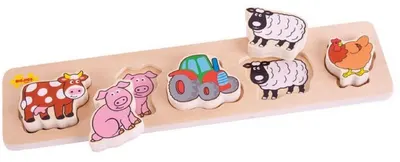Puzzle tridimensional din lemn Bigjigs - Ferma