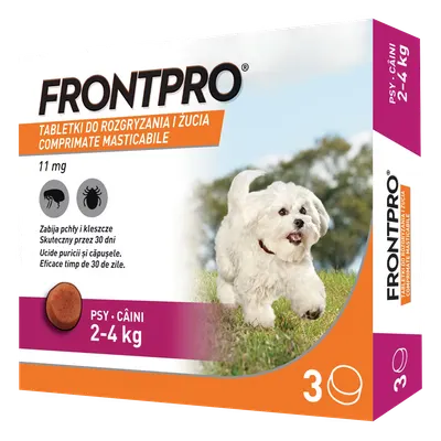 Comprimate masticabile antiparazitare caini, Frontpro S, 11.3 mg, 2-4 kg, 3 buc/ cutie
