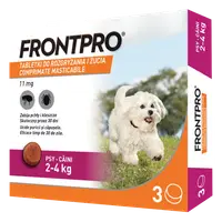 Comprimate masticabile antiparazitare caini, Frontpro S, 11.3 mg, 2-4 kg, 3 buc/ cutie