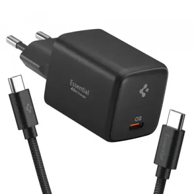 Incarcator Retea Cu Cablu USB-C Spigen EE451EU Essential, 45W, 3A, 1 x USB-C, ACH09474 (Negru)