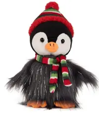 Jucărie de pluș Amek Toys - Pinguin cu eșarfă de Crăciun, 22 cm