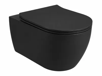 Vas wc suspendat, rimless, negru mat, cu spalare pure vortex, Hatria Planeta