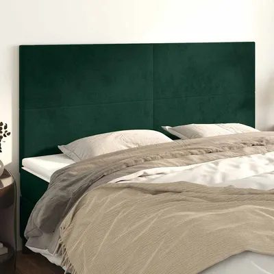 vidaXL Tăblie de pat verde închis 160x5x118/128 cm catifea