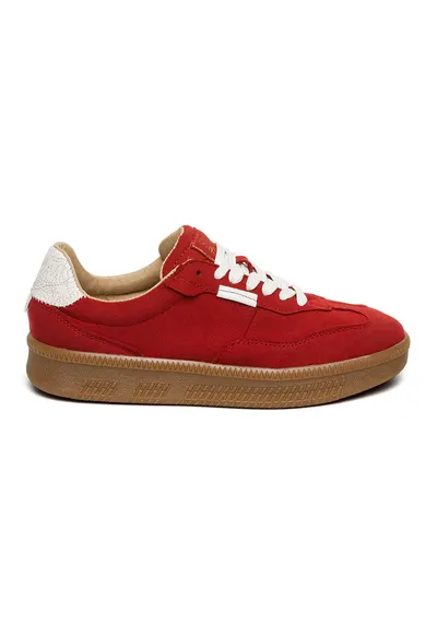 Pantofi sport Euphoria low-cut cu sireturi - Alb/Rosu inchis