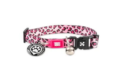 Zgarda inteligentă pentru pisici cu încuietoare de siguranță și sistem QR pentru localizare Max & Molly Smart ID, Leopard Pink