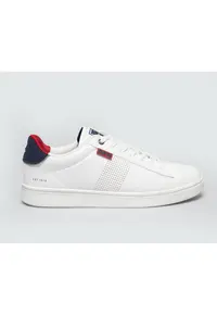 Pantofi sport din piele ecologica cu banda laterala perforata -