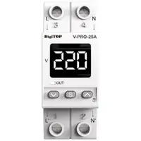 Releu de protectie tensiune monofazata, 25A, monitorizare frecventa Digitop V-PRO 25A / 4820118381350