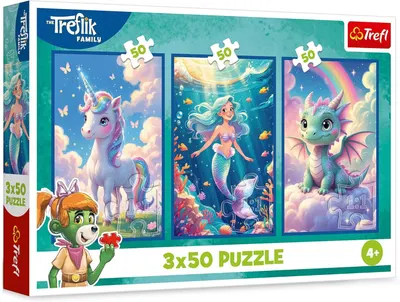 Puzzle pentru copii Trefl din 3 x 50 piese- Împreună într-o lume colorată