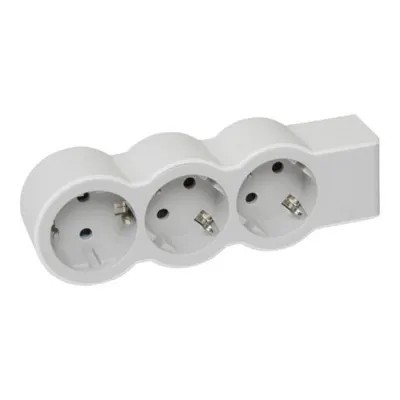 Prelungitor Sch 3x2p+t Standard pentru a Fi Cablat Alb/gri