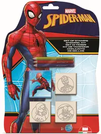 Set de creioane Multiprint Spider-Man - 3 bucăți, cu 3 ștampile