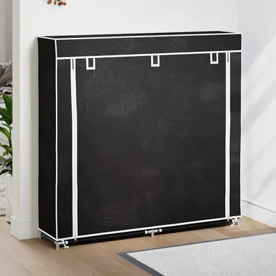 vidaXL Dulap pantofi material textil cu capac, negru, 115x28x110 cm