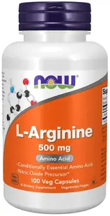 L-Arginine, 500 mg, 100 capsule, Now