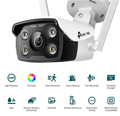 "TP-LINK VIGI 4MP Outdoor Bullet Network WIFI Camera,VIGI C340-W(4mm), 1/3""Progressive Scan CMOS, obiectiv: 4mm, F1.6, unghi v