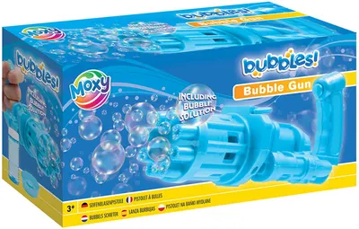 Joacă de copii Moxy - Pistol cu bule, cu reumplere, 50 ml, albastru