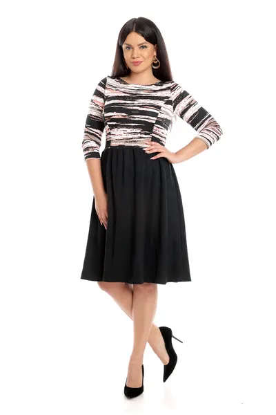 Rochie clos CI24003 negru/bej imprimeu, Cesy | marimea S