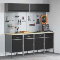 vidaXL Set de dulapuri de lucru cu sertar cu depozitare 10 buc. Negru