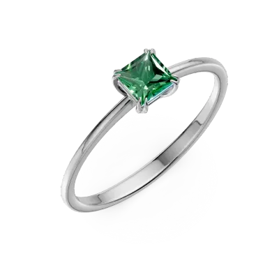 Inel de logodna din aur alb cu smarald solitaire de 0.4ct