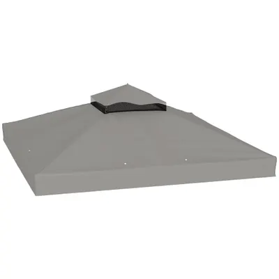 Outsunny Prelată pentru tonelă 3 x 3 m prelată de schimb cu 2 niveluri protecție UPF30+ orificii de scurgere gri | Aosom Romania