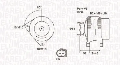 Alternator (14v, 150a) Potrivit Volvo C30, S80 Ii, V40, V50; Ford B-Max, C-Max Ii, Ecosport, Fiesta Vi, Focus Iii, Focus Iii Kombi, Galaxy Ii, Grand C-Max, Mondeo Iv, Mondeo V 1.4d-2.0d 05.06