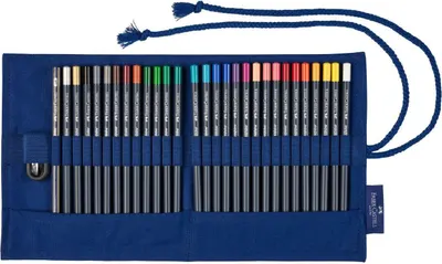 Creioane colorate Faber-Castell Goldfaber - 27 culori, într-un suport roll-up