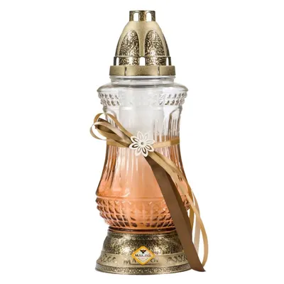 Candela din Sticla cu Fundita 808FP Max-Pol Transparent - Perla, 42 Ore