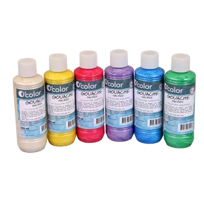 Guasa lavabila 6 x 250 ml, culori perlate