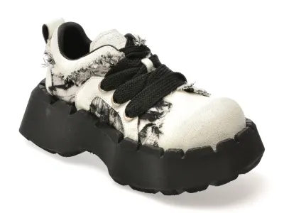 Pantofi sport GRYXX alb-negru, 6891, din material textil si piele naturala