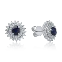 Cercei din aur alb cu safire ovale de 1.29ct si diamante de 0.79ct