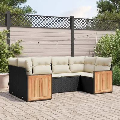 Gossi set mobilier de gradina cu perne, 6 piese, negru, poliratan