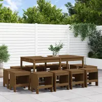 Gossi set mobilier de gradina, 13 piese, maro miere, lemn masiv pin