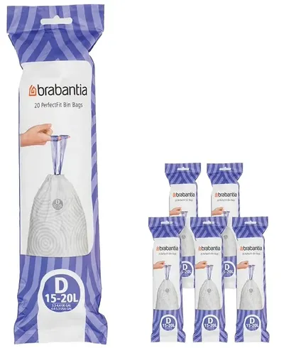 Sac de gunoi Brabantia - PerfectFit Sort&Go/Built-In, mărimea D, 15 - 20 l, 120 buc